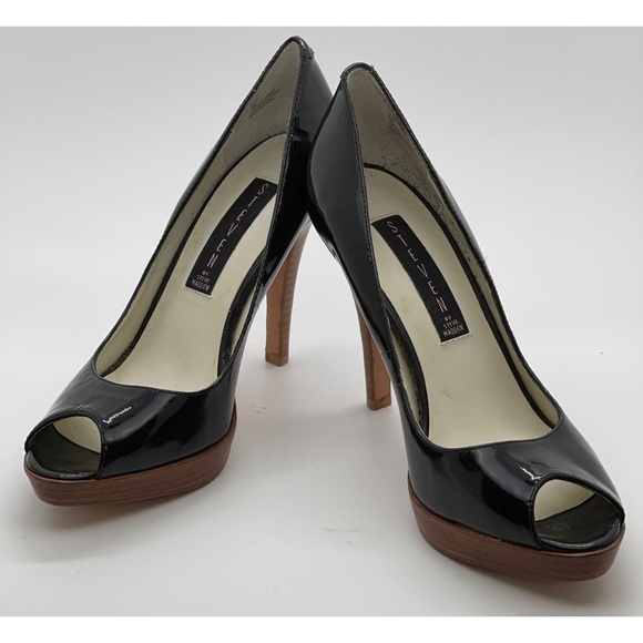 Steven by Steve Madden “Lalo” Peep Toe Black Patent Leather Heels Size 6M - Picture 1 of 7